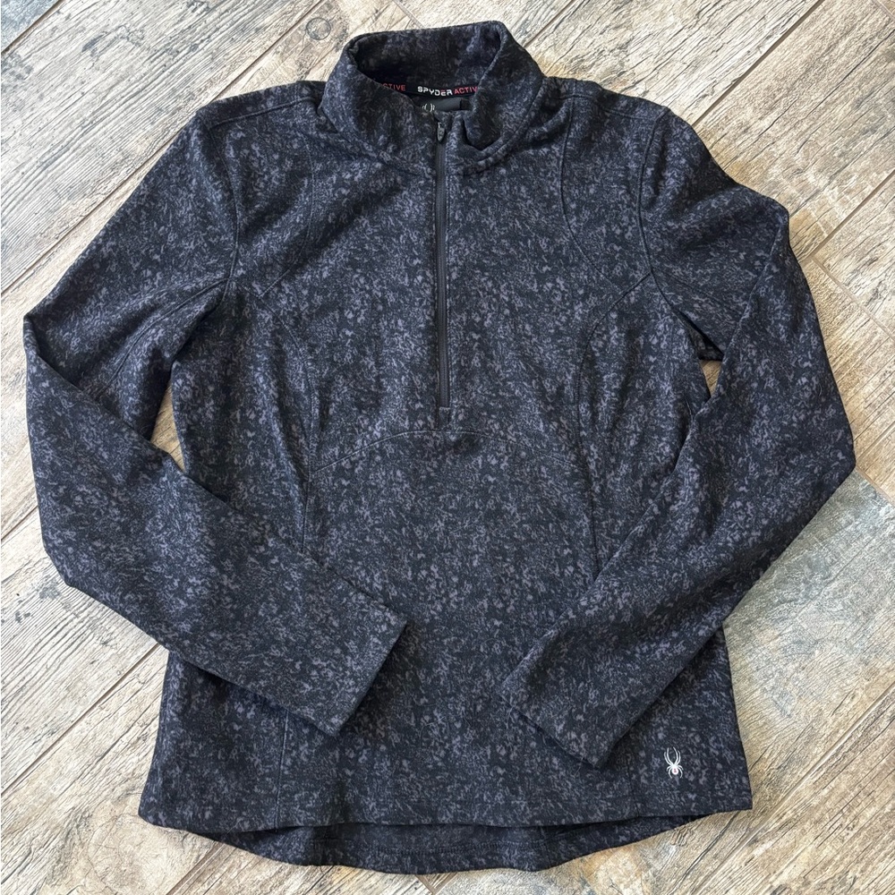 Spyder Women’s Medium Quarter Zip Fleece Pullover | Black Activewear Top